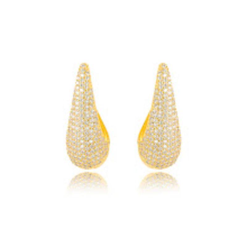 BRINCO GOTA MICRO ZIRCÔNIA EM BANHO DE OURO 18K