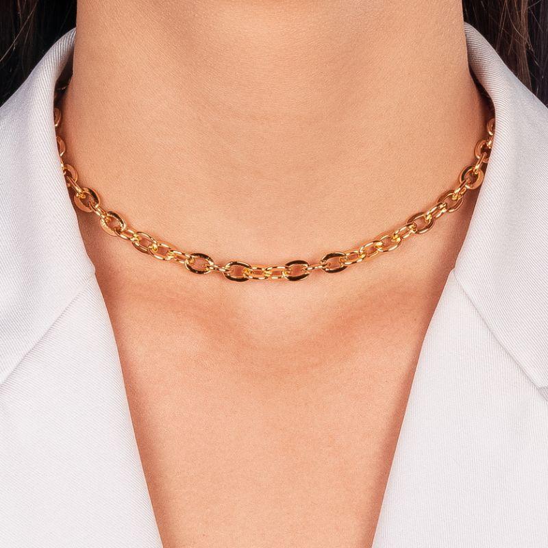 CHOKER ELOS LISOS EM BANHO DE OURO 18K