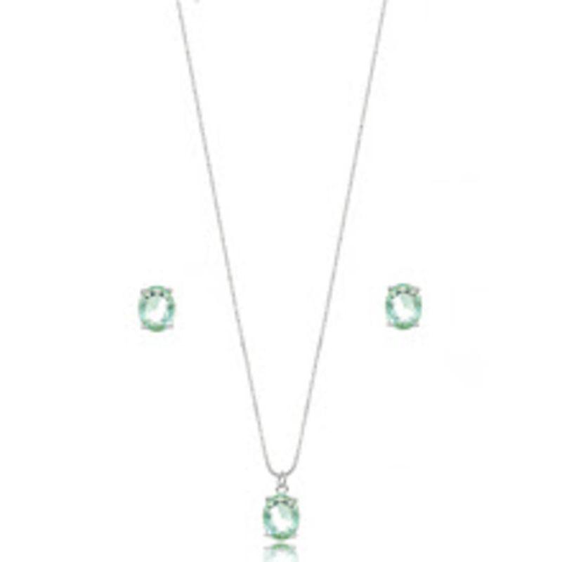 CONJUNTO OVAL CITRINO EM BANHO DE RÓDIO BRANCO