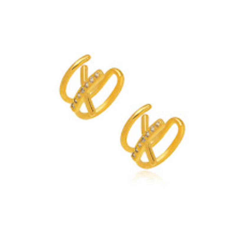 PIERCING DUPLO FILEIRA MICRO ZIRCONIA EM BANHO DE OURO 18K