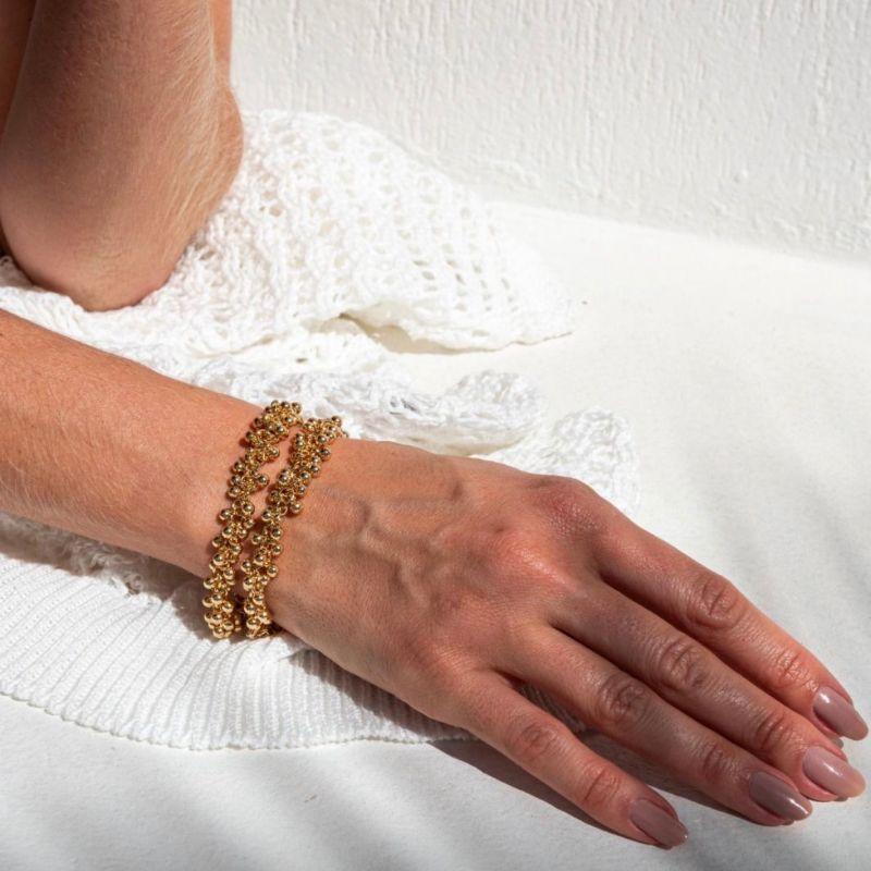 PULSEIRA BOLAS LISAS EM BANHO DE OURO 18K