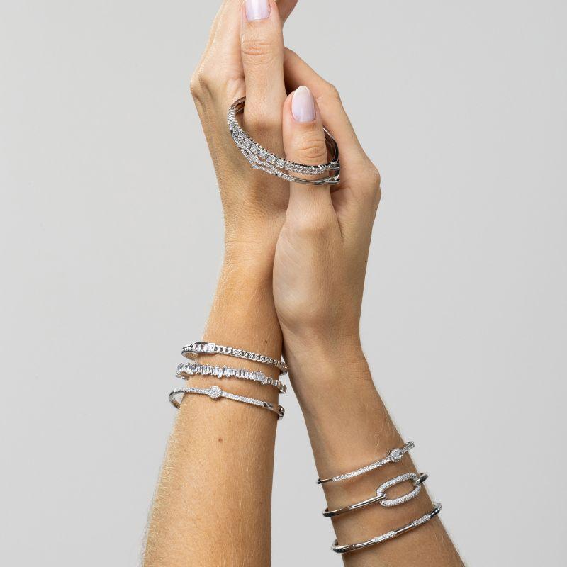 PULSEIRA BRACELETE NAVETE EM BANHO DE RÓDIO BRANCO