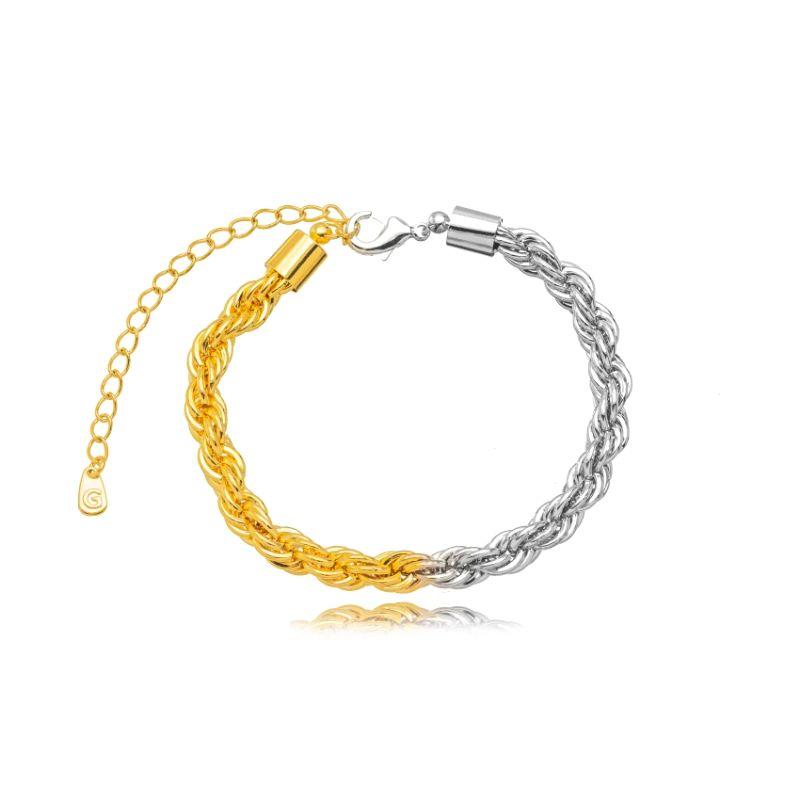 PULSEIRA CORDÃO BAIANO EM BANHO DE OURO 18K E RÓDIO BRANCO