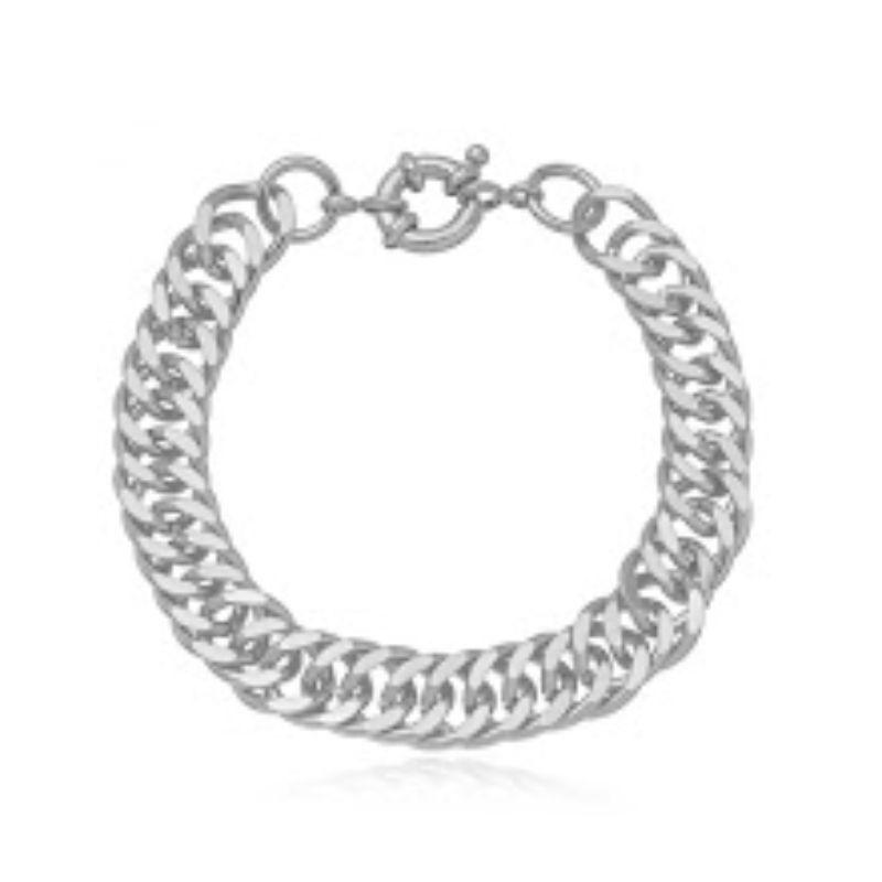 PULSEIRA ELOS LISOS EM BANHO DE RÓDIO BRANCO