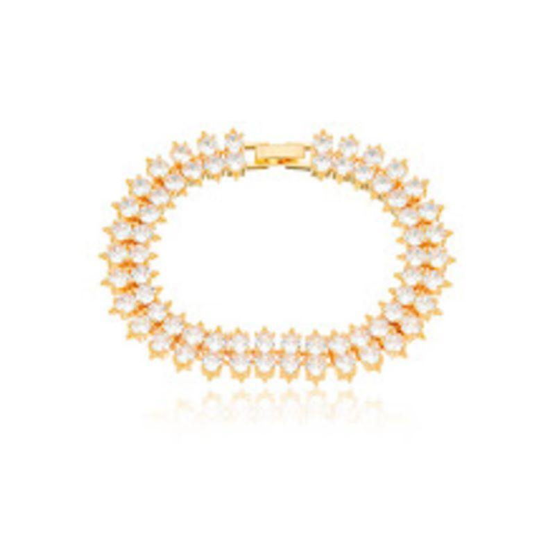 PULSEIRA RIVIERA CRISTAL EM BANHO DE OURO 18K