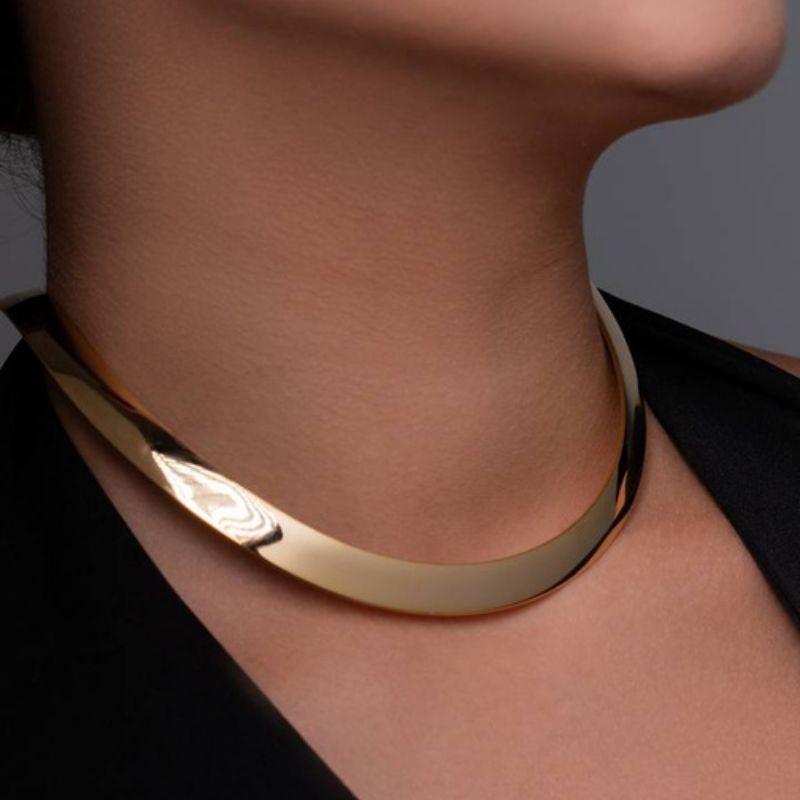 CHOKER ARO LISO EM BANHO DE OURO 18K