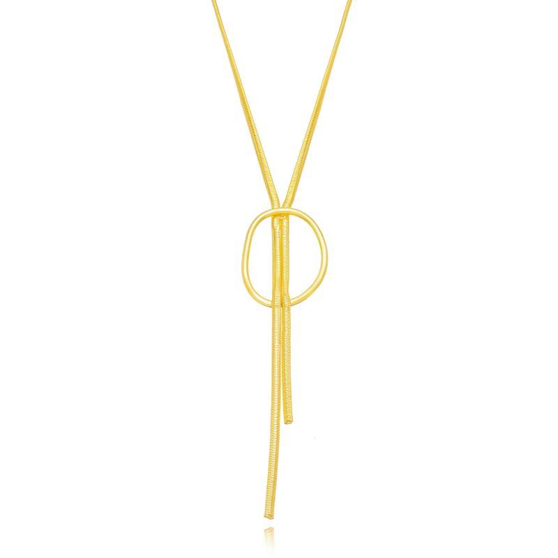 COLAR MALHA ROLIÇA DETALHADO EM BANHO DE OURO 18K