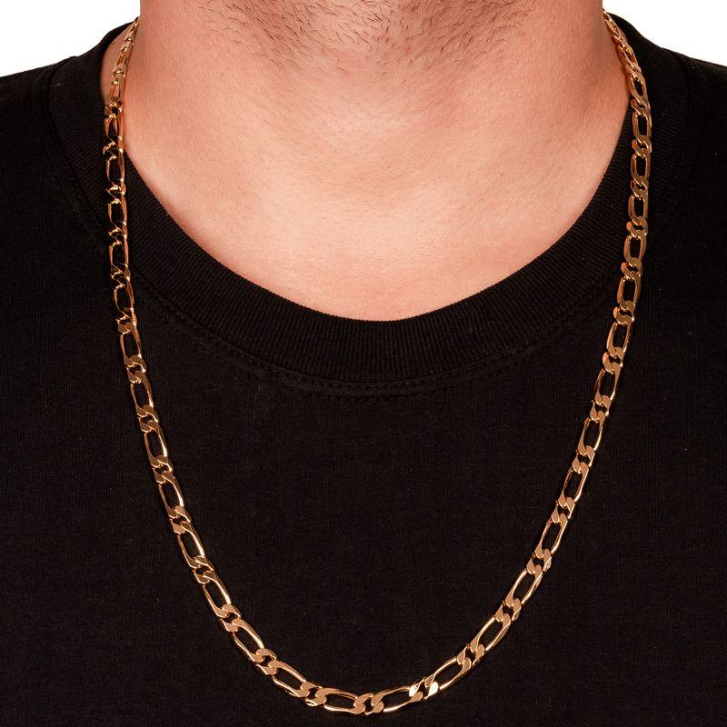 COLAR MASCULINO ELOS LISOS EM BANHO DE OURO 18K