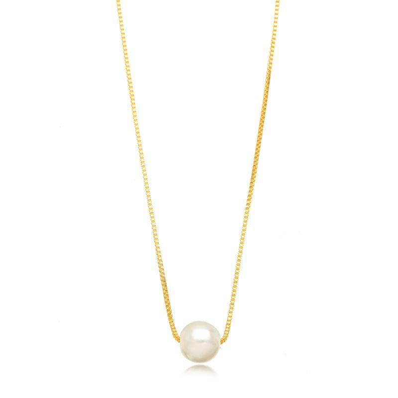 COLAR UMA PÉROLA EM BANHO DE OURO 18K