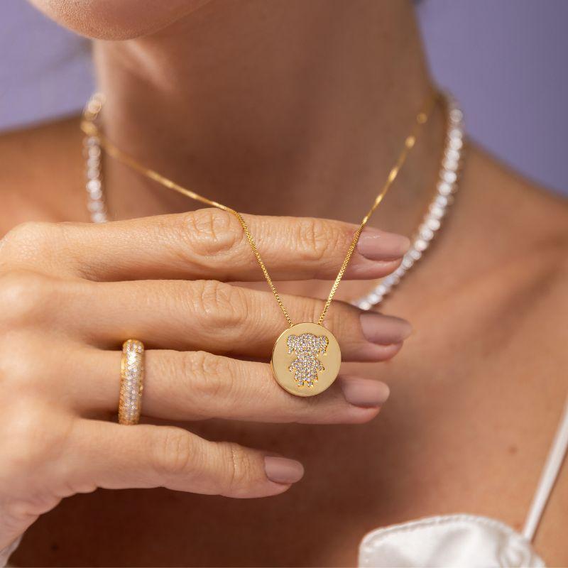 ANEL MEIA ALIANÇA PAVÊ ROBUSTA - BANHO DE OURO 18K