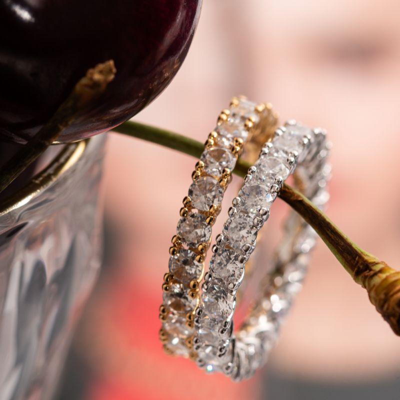 ANEL APARADOR CRISTAIS EM BANHO DE OURO 18K