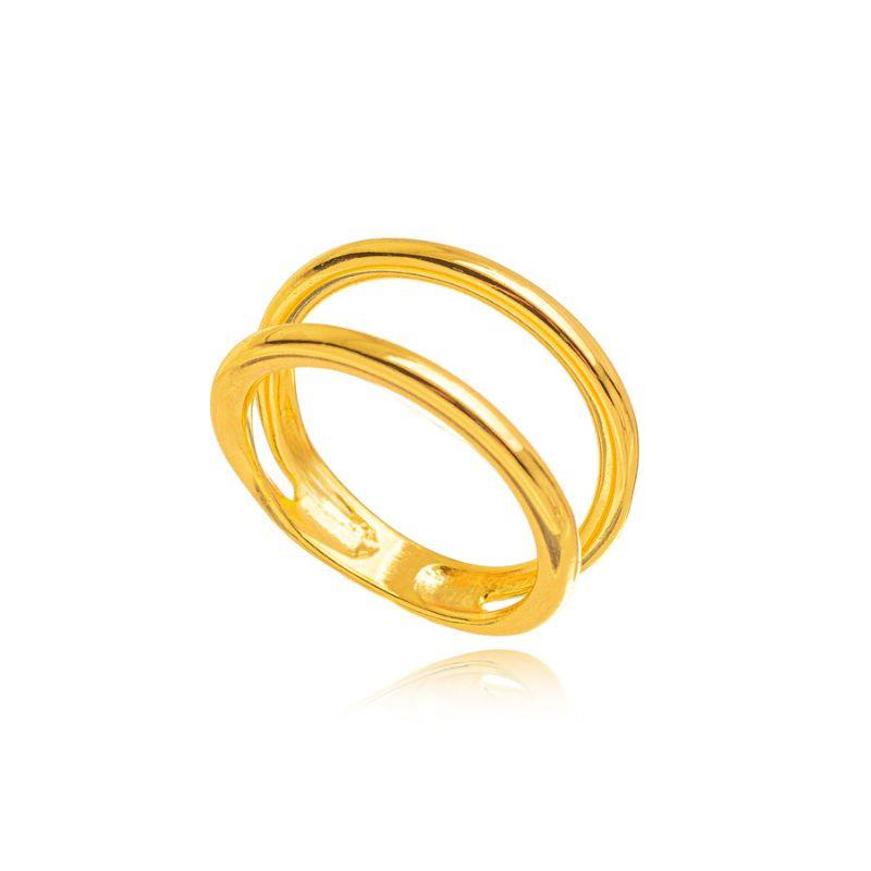 ANEL ARO DUPLO LISO MINIMALISTA EM BANHO DE OURO 18K
