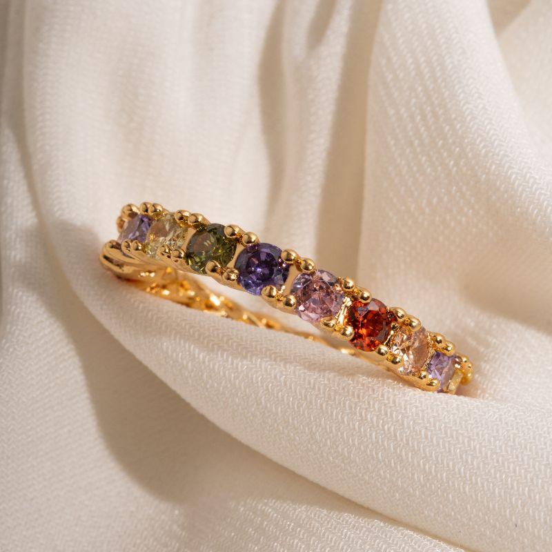 ANEL ETERNITY RAINBOW COM GARRAS ENTRELAÇADAS -  BANHO OURO 18K