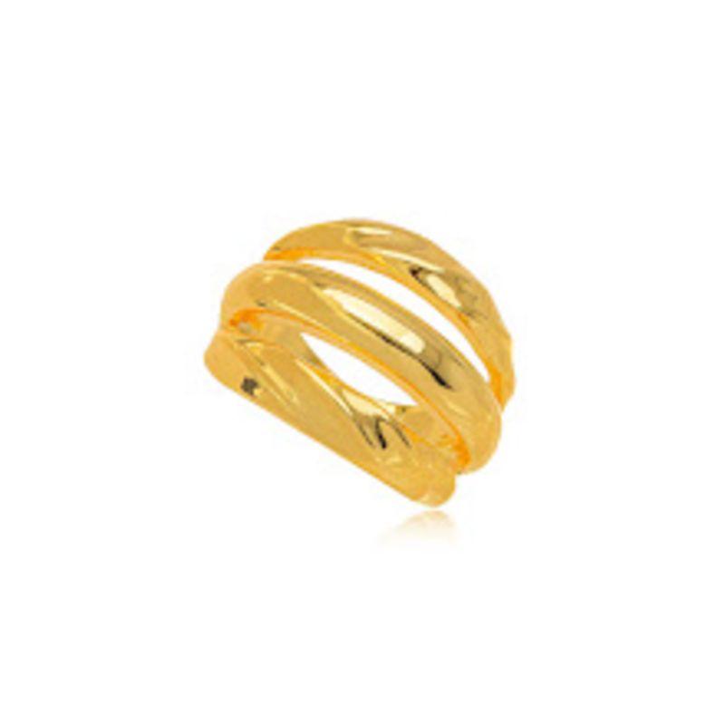 ANEL TRIPLO ELO COM TEXTURA ORGÂNICA EM BANHO DE OURO 18K