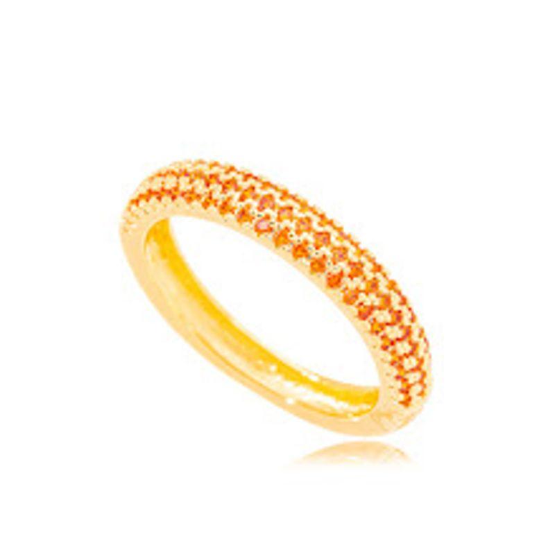 ANEL PAVÊ MEIA-CANA ZIRCÔNIAS LARANJAS - BANHO OURO 18K