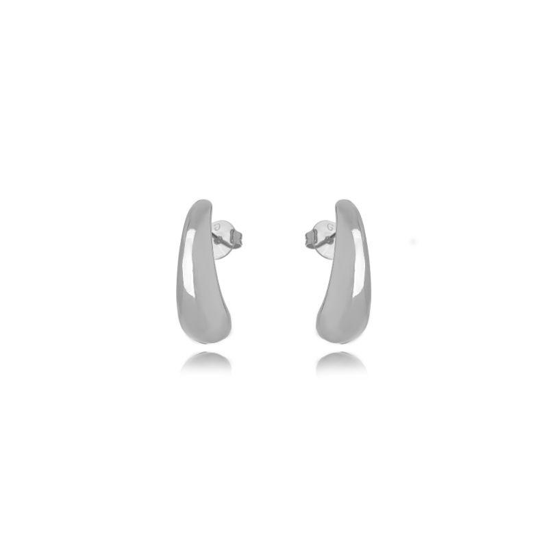 BRINCO ABAULADO CURVO BOLD - BANHO DE RÓDIO BRANCO