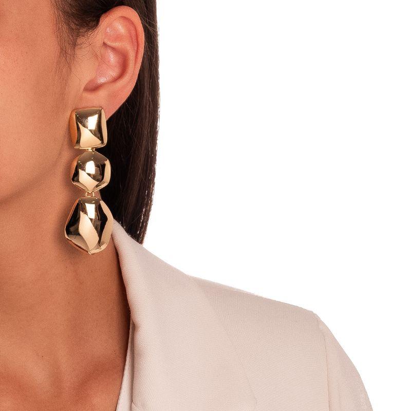 BRINCO CASCATA GEOMÉTRICA BOLD - BANHO DE OURO 18K