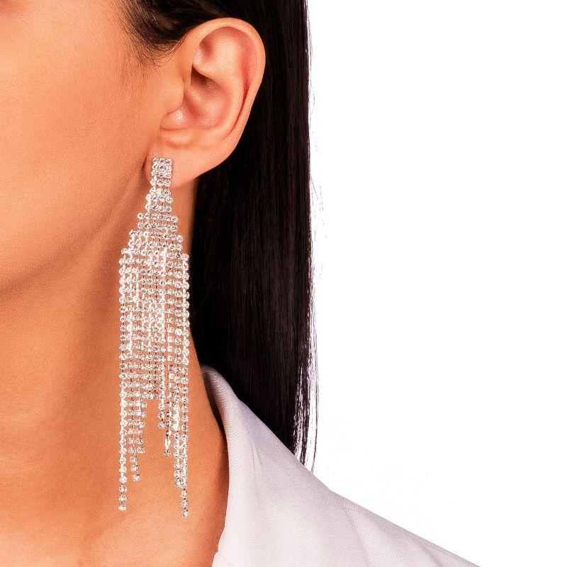 BRINCO CASCATA ZIRCÔNIA CATEDRAL - BANHO DE RÓDIO BRANCO