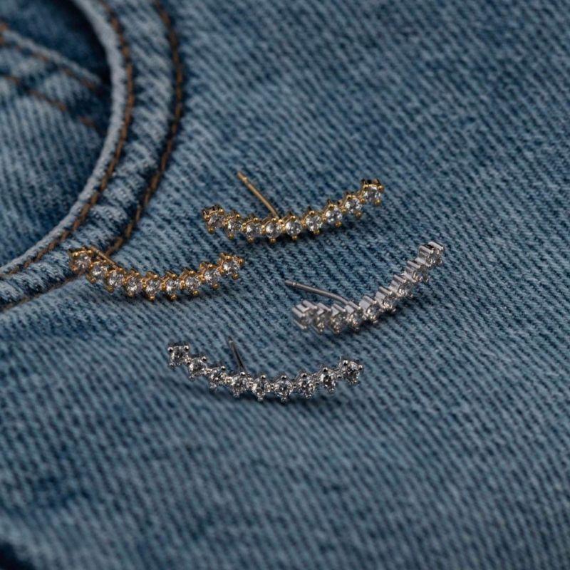 BRINCO EAR CUFF SETE PONTOS CRAVEJADOS - BANHO DE OURO 18K