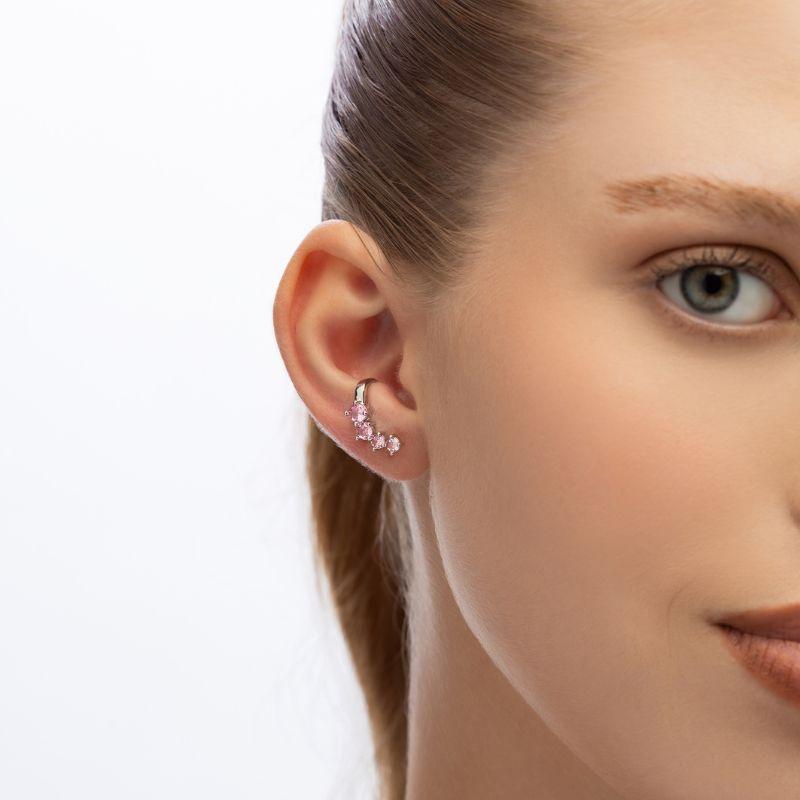 BRINCO EAR HOOK QUATRO PONTOS - BANHO DE RÓDIO BRANCO