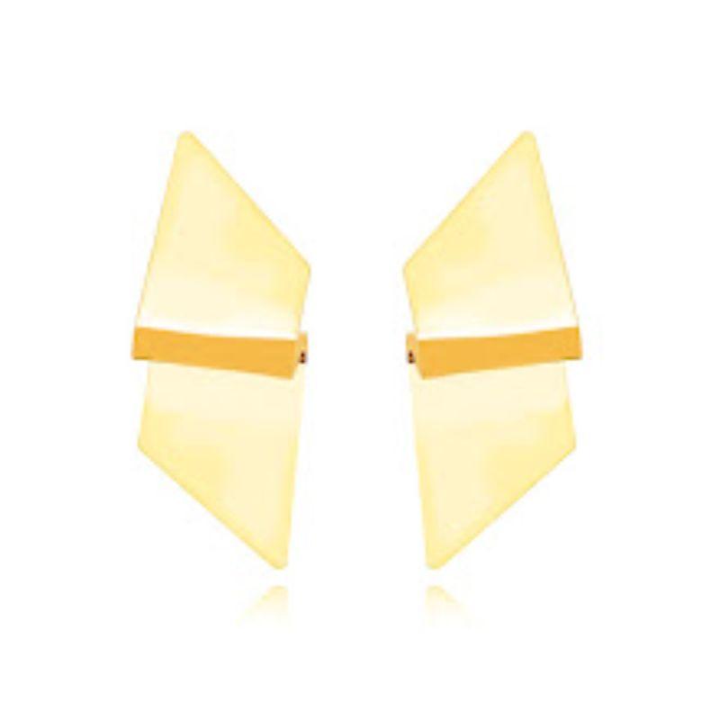 BRINCO GEOMÉTRICO DOBRA - BANHO DE OURO 18K