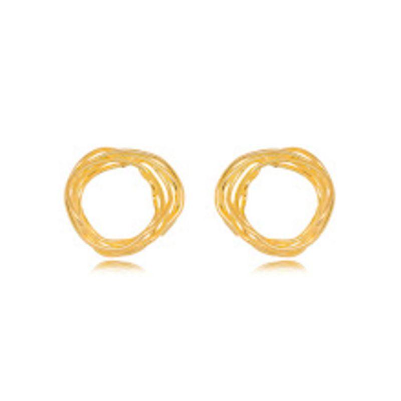 BRINCO ARO TEXTURIZADO ESCULTURAL - BANHO DE OURO 18K