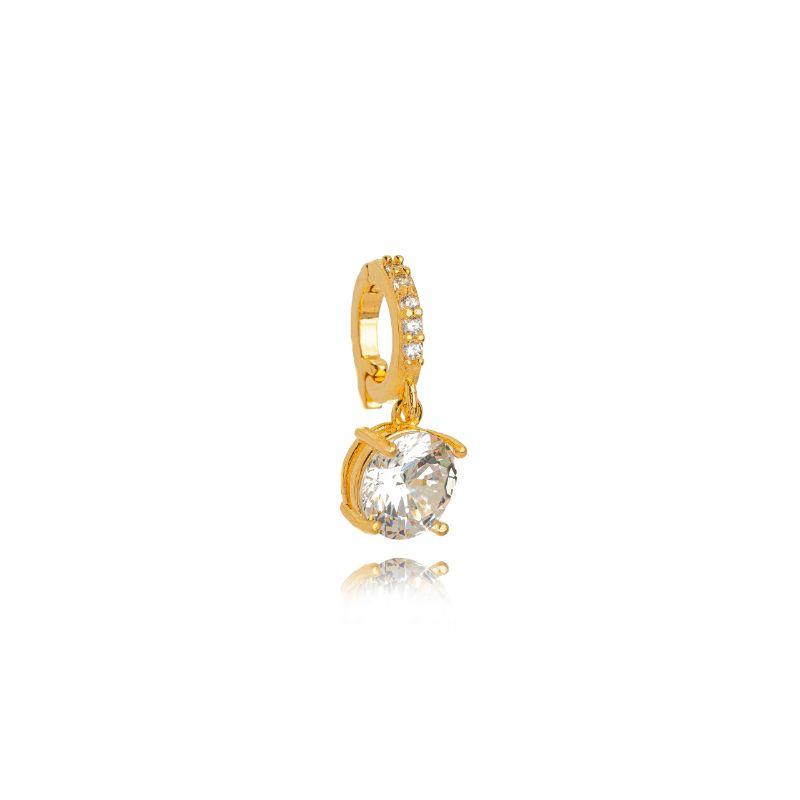 PINGENTE PONTO DE LUZ COM ARGOLA CRAVEJADA  BANHO DE OURO 18K