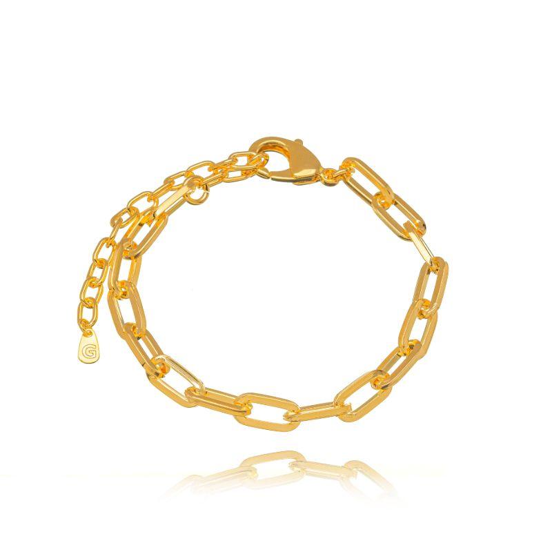 TORNOZELEIRA ELOS CADEADO (PAPERCLIP) - BANHO  OURO 18K