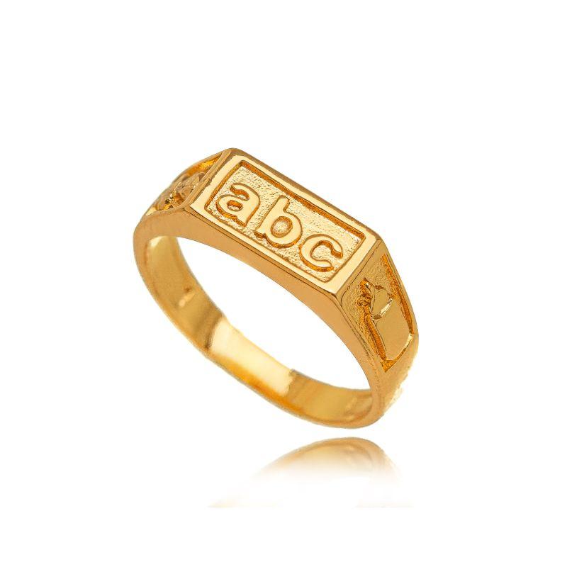 ANEL DE FORMATURA INFANTIL ABC TIPO SINETE BANHO OURO 18K