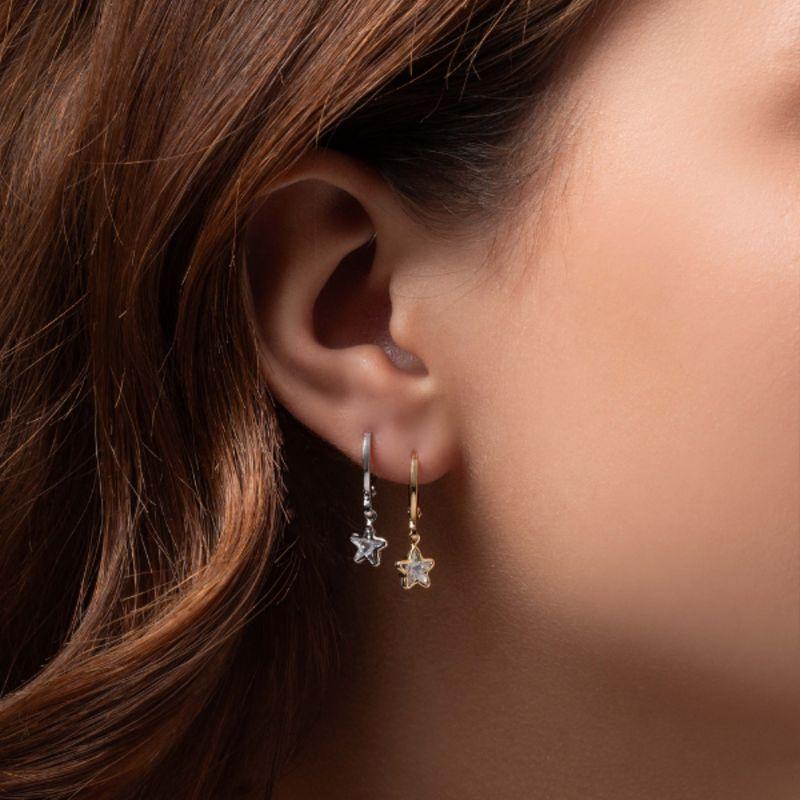 BRINCO ARGOLA CLICK COM PINGENTE ESTRELA EM BANHO DE OURO 18K