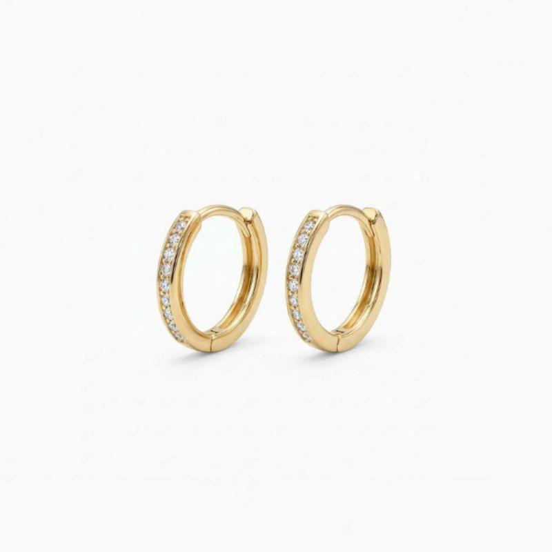 BRINCO ARGOLA CLICK CRAVEJADA - BANHO DE OURO 18K