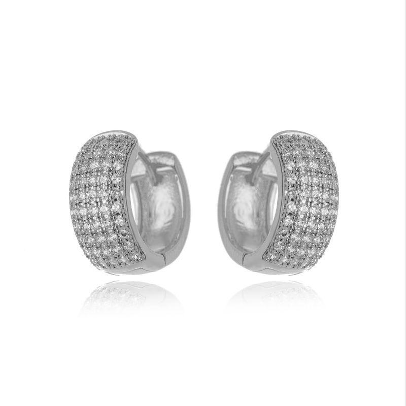 BRINCO ARGOLA CLICK MÉDIA TOTAL CRAVEJADA -  BANHO DE RÓDIO BRANCO