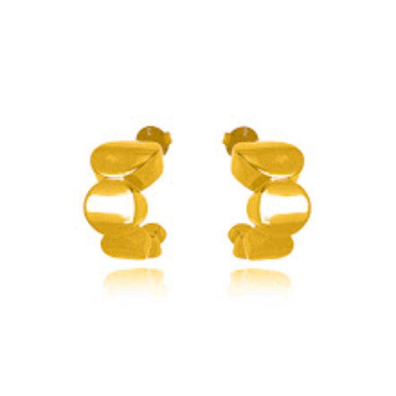 BRINCO ARGOLA ARTICULADA SEGMENTADA MÉDIA EM BANHO DE OURO 18K