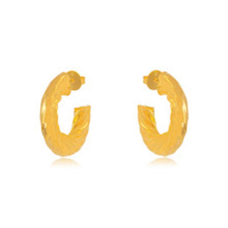 BRINCO ARGOLA TWIST TORCIDA ORGÂNICA BANHO OURO 18K