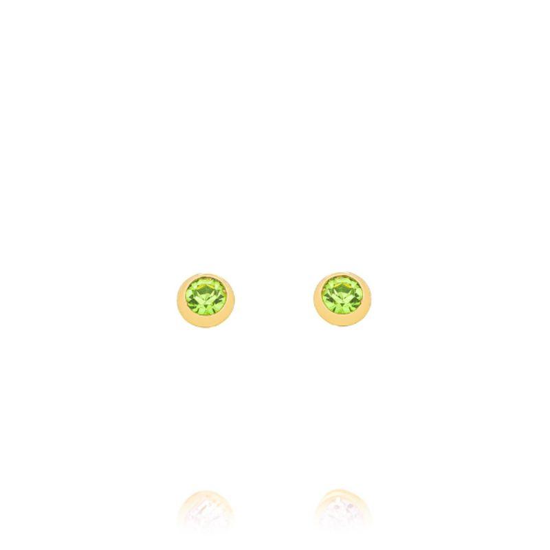 BRINCO INFANTIL PONTO DE LUZ 2MM VERDE - BANHO DE OURO 18K
