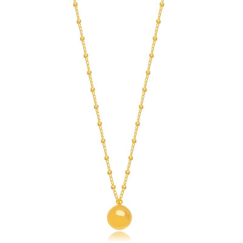 COLAR ESFERA POLIDA EM BANHO DE OURO 18K