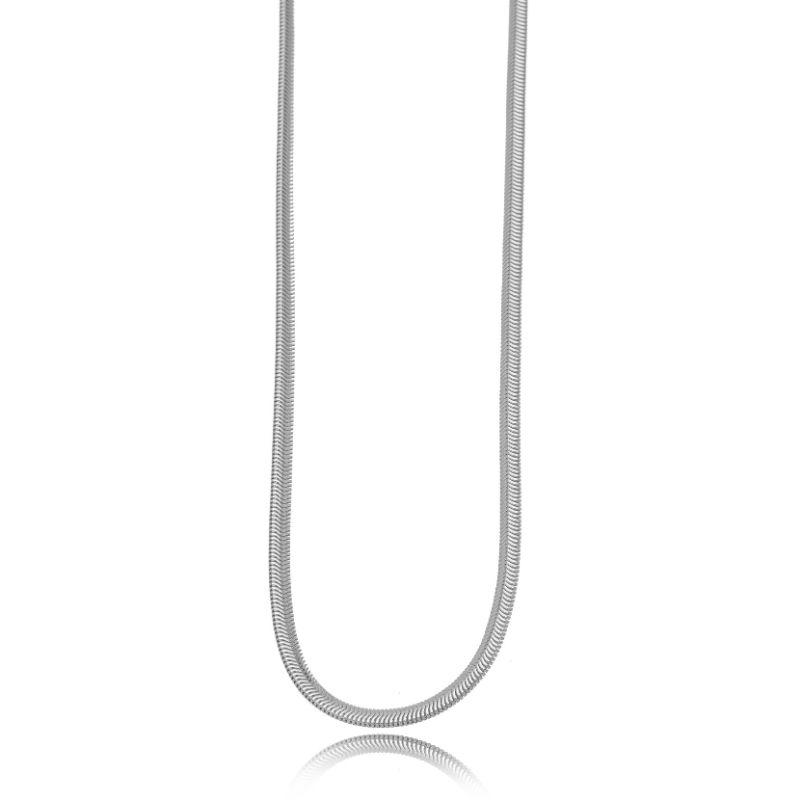 COLAR CHOKER MALHA SNAKE EM RÓDIO BRANCO - 45CM