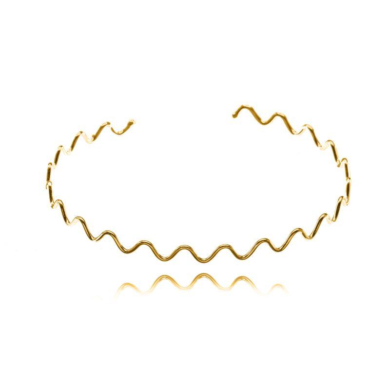 COLAR CHOKER RÍGIDA ZIG-ZAG EM BANHO DE OURO 18K