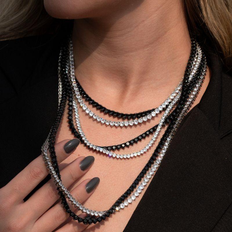 COLAR CHOKER RIVIERA 3 GARRAS TRAMA RÍGIDA ÔNIX -  BANHO DE RÓDIO NEGRO