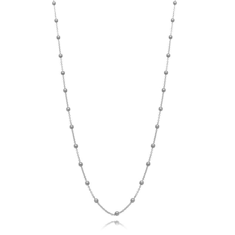 COLAR CORRENTE COM ESFERAS EM RÓDIO BRANCO - 54CM