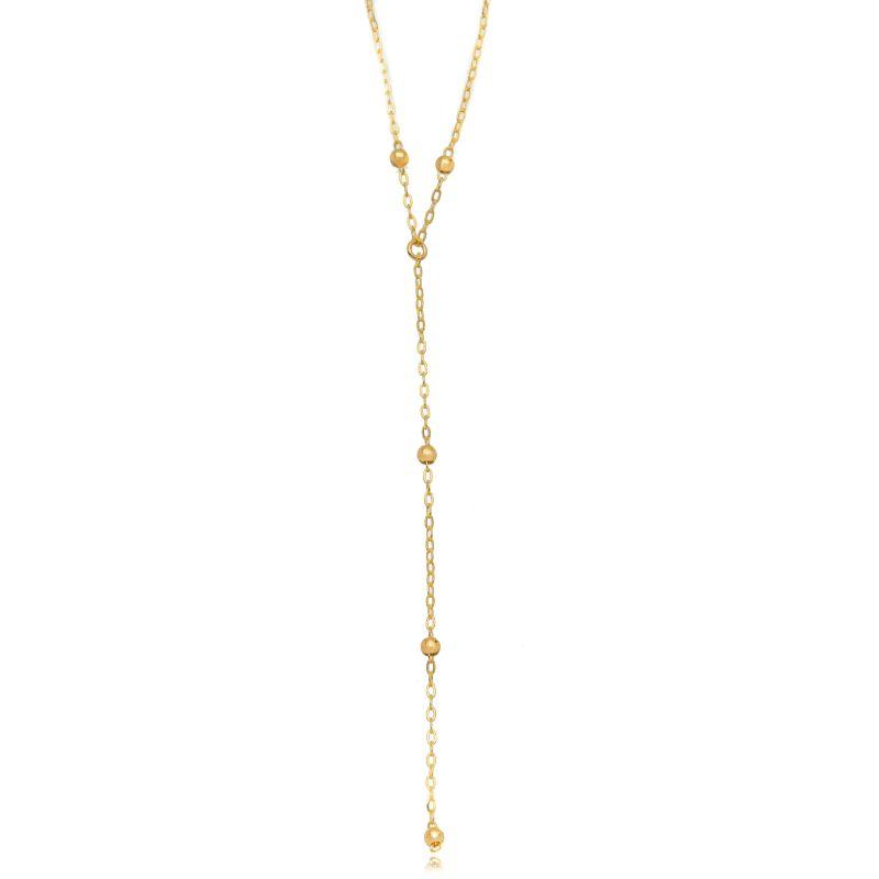 COLAR GRAVATINHA ESFERAS LISAS EM BANHO DE OURO 18K