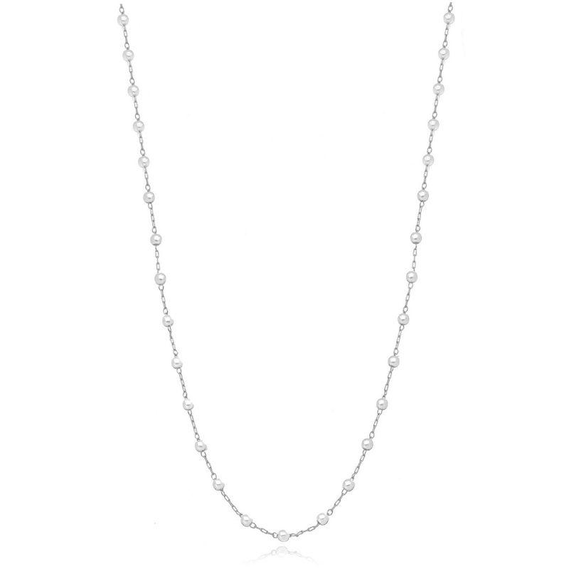 COLAR LONGO COM PÉROLAS EM RÓDIO BRANCO - 70CM