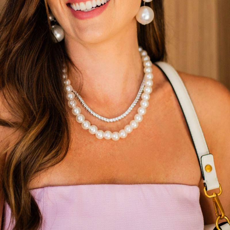 COLAR RIVIERA DE PÉROLAS MAXI - BANHO DE RÓDIO BRANCO