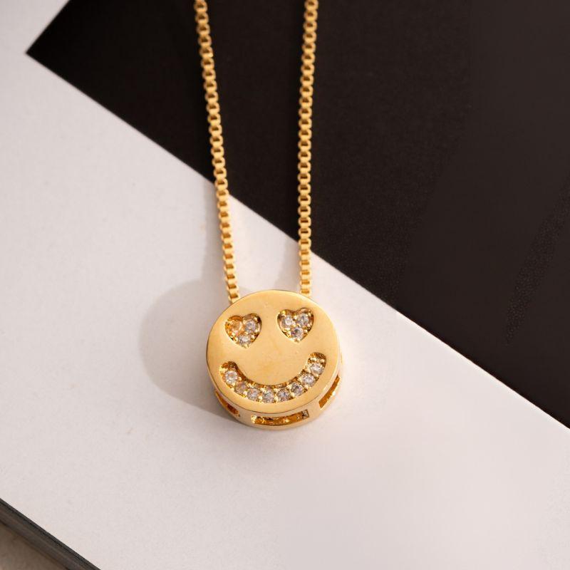 COLAR VENEZIANA COM PINGENTE SMILEY CORAÇÃO -  BANHO DE OURO 18K