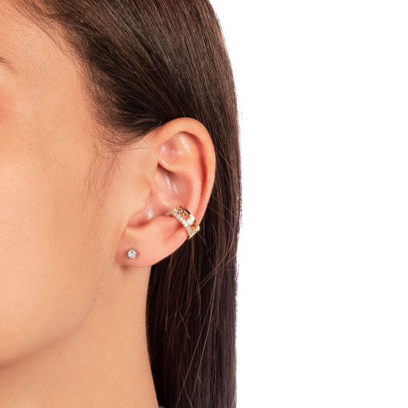 PIERCING DE PRESSÃO DOUBLE LINE COM ZIRCÔNIAS -  BANHO DE OURO 18K