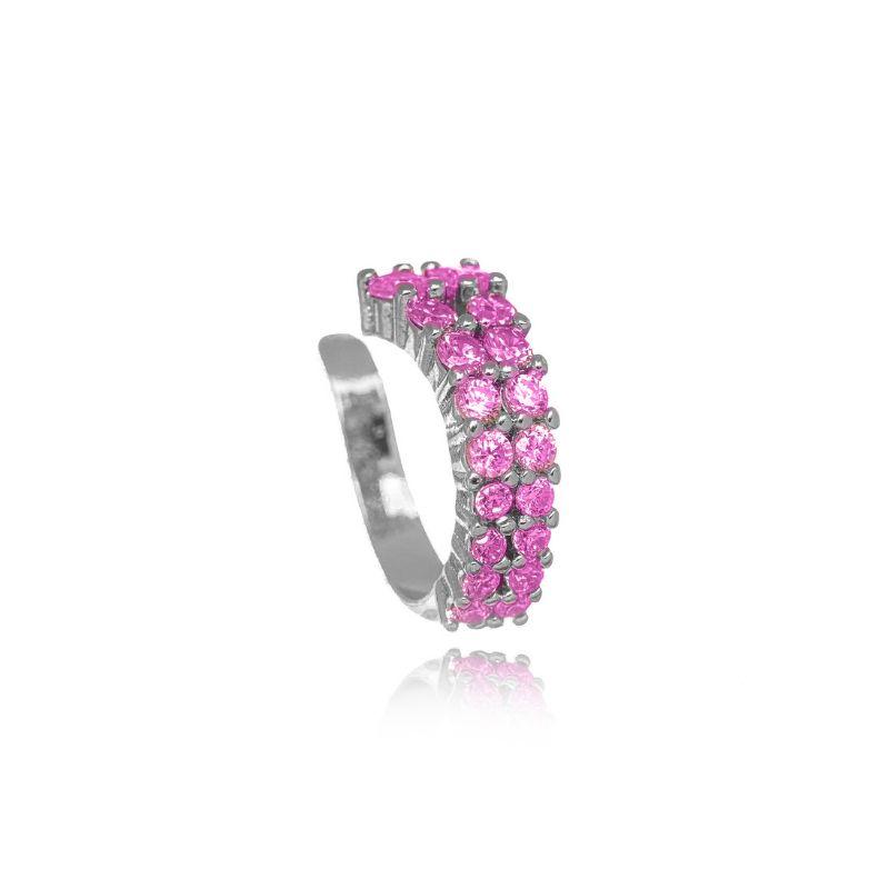 PIERCING DE PRESSÃO ETERNITY DOUBLE ROSA - BANHO DE RÓDIO BRANCO