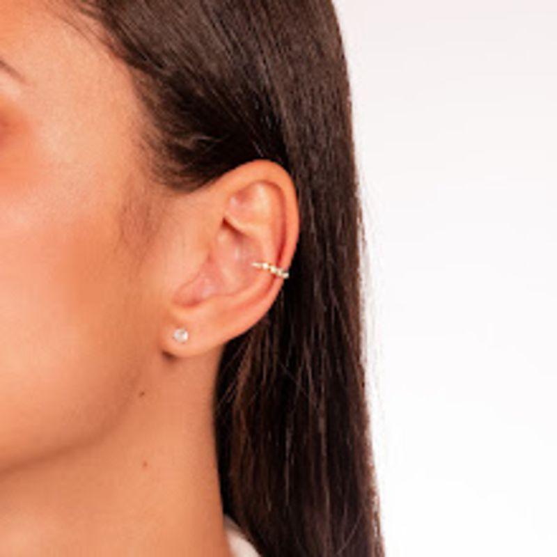 PIERCING DE PRESSÃO FAKESTUD GEOMÉTRICO - BANHO DE OURO 18K