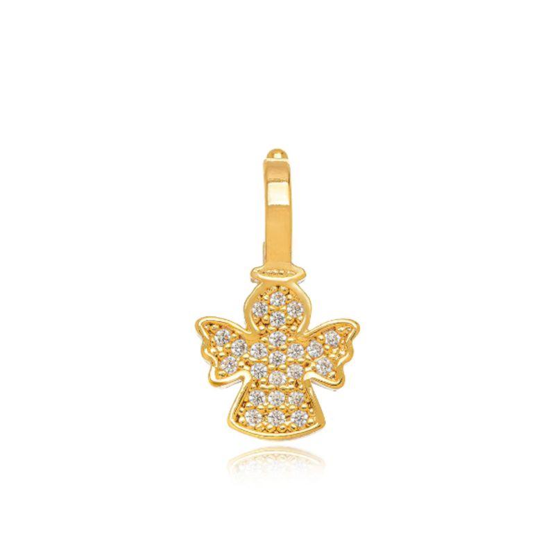 PINGENTE CLICK ANJINHO CRAVEJADO EM BANHO DE OURO 18K