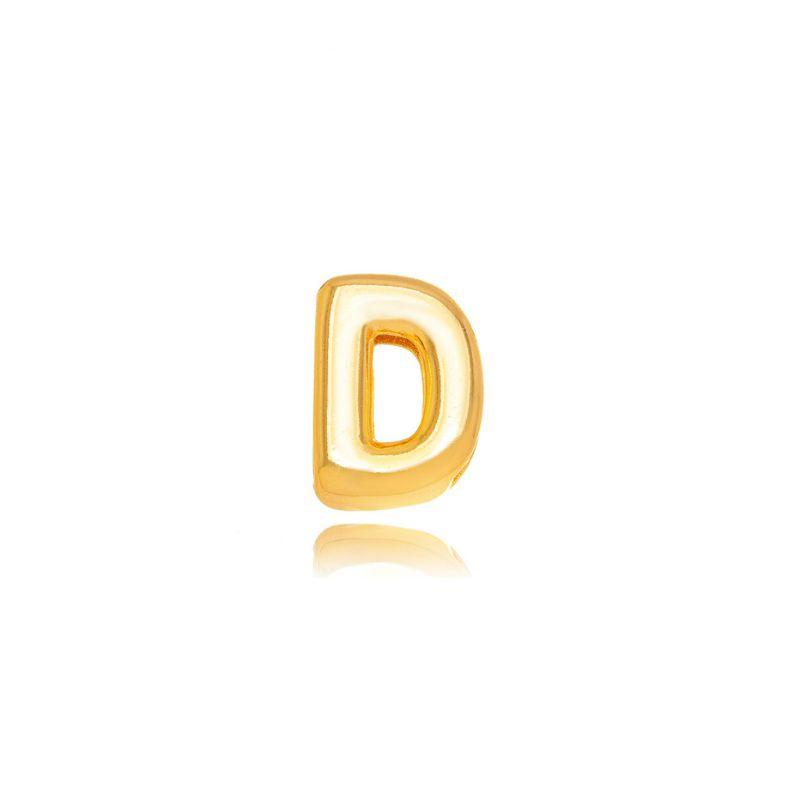 PINGENTE LETRA D BOMBÊ EM BANHO DE OURO 18K