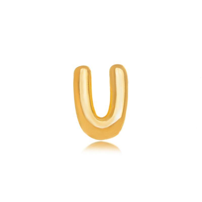 PINGENTE LETRA U BOMBÊ  EM BANHO DE OURO 18K
